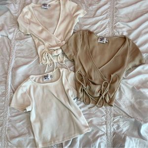 Princess Polly Lot of 3 - Carmend Top x2 and El Basico Cropped Tee Size S/US4